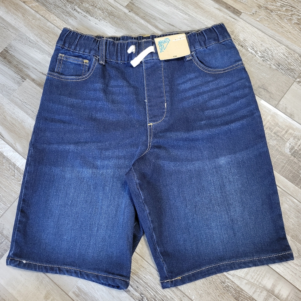 New Kid's ThereAbouts Dark Wash Flex Denim Shorts Size Large 14/16